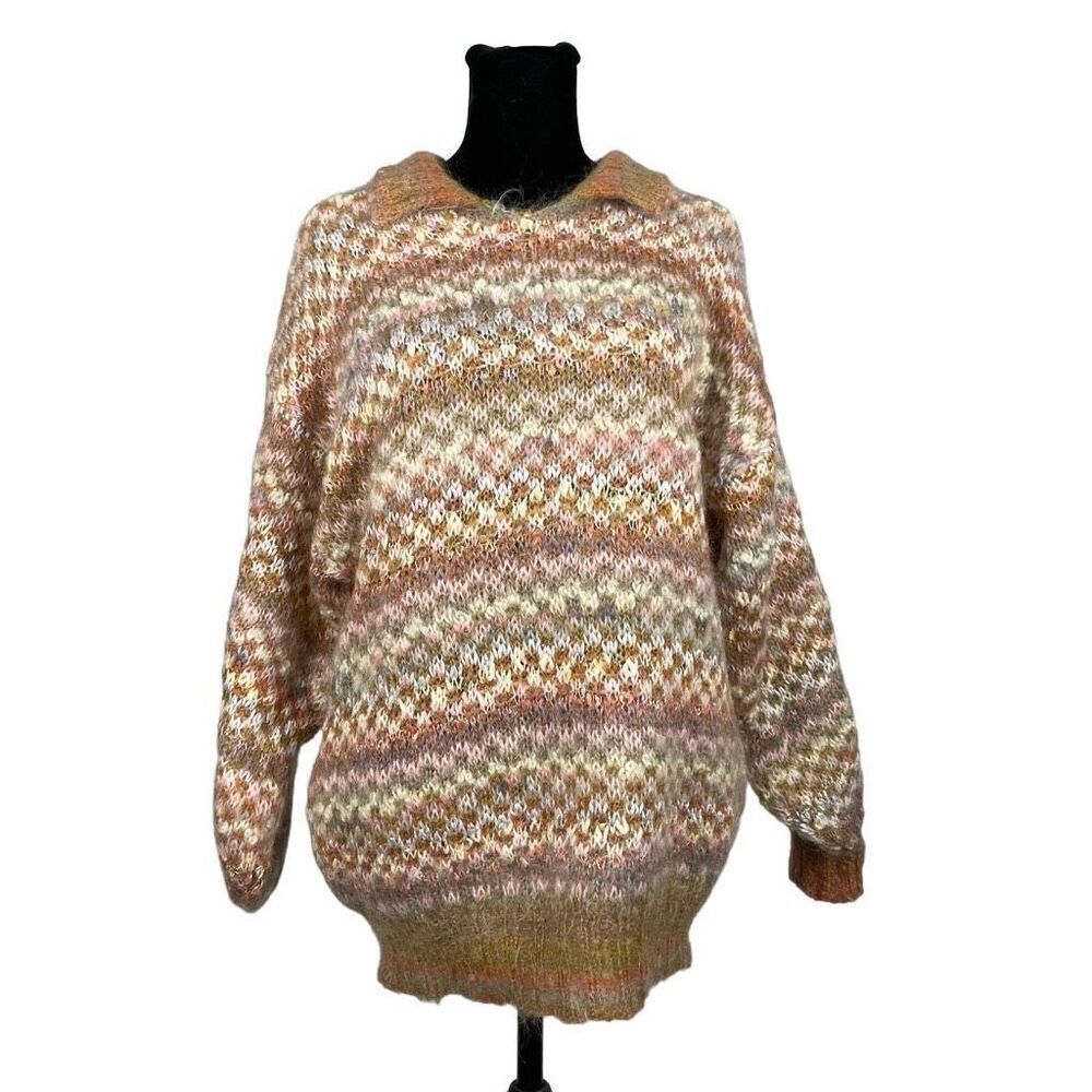 Burberry Mohair Chunky Knit Pastel Peasant Sleeve‎ Oversized Sweater - Women’s S